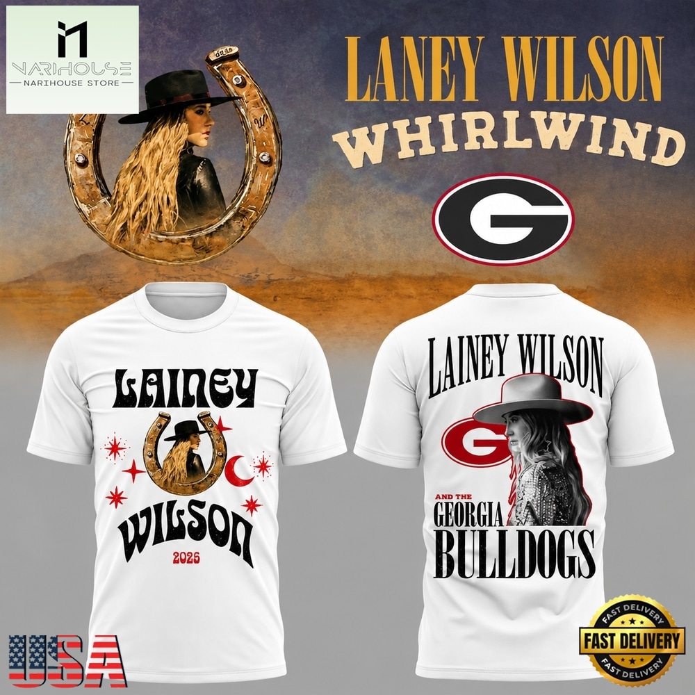 Georgia Bulldogs x Lainey Wilson WHIRLWIND Event Show Vintage White T Shirt, Popular 3D Music Tee Georgia Bulldogs x Lainey Wilson WHIRLWIND Event Show Vintage White T Shirt, Popular 3D Music Tee
