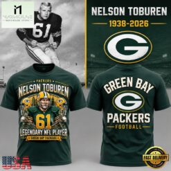 Green Bay Packers Nelson Toburen Thank You For Memories 2026 T Shirt, Hot 3D Shirt Trend Green Bay Packers Nelson Toburen Thank You For Memories 2026 T Shirt