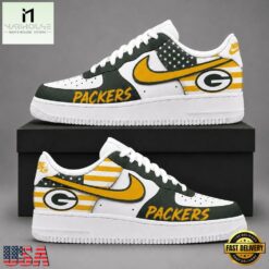 Green Bay Packers NFL American Flag Football Team Limited Air Force 1 Shoes Sneakers, NFL Team AF1 Shoes Green Bay Packers Nfl American Flag Football Team Limited Air Force 1 Shoes Sneakers