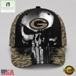 Green Bay Packers NFL Halloween Military Skull Camo Classic Cap, NFL Trendy Cap Green Bay Packers Nfl Halloween Military Skull Camo Classic Cap