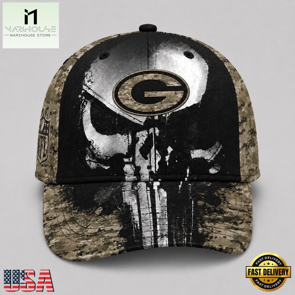 Green Bay Packers NFL Halloween Military Skull Camo Classic Cap, NFL Trendy Cap Green Bay Packers NFL Halloween Military Skull Camo Classic Cap, NFL Trendy Cap