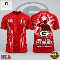 Green Bay Packers NFL RED Friday One Team One Mission Patriotic Soldier Tribute T Shirt, NFL Sporty Shirt Green Bay Packers Nfl Red Friday One Team One Mission Patriotic Soldier Tribute T Shirt