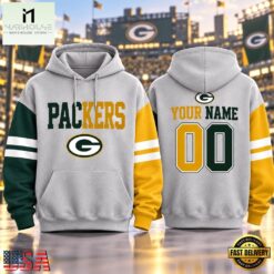 Green Bay Packers NFL Two Tone Colorblock Varsity Hoodie, NFL Sporty Shirt Green Bay Packers Nfl Two Tone Colorblock Varsity Hoodie