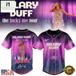 Hilary Duff The Lucky Me Tour 2027 Signed Baseball Jersey, Concert Baseball Jersey Hilary Duff The Lucky ME Tour 2027 Signed Baseball Jersey