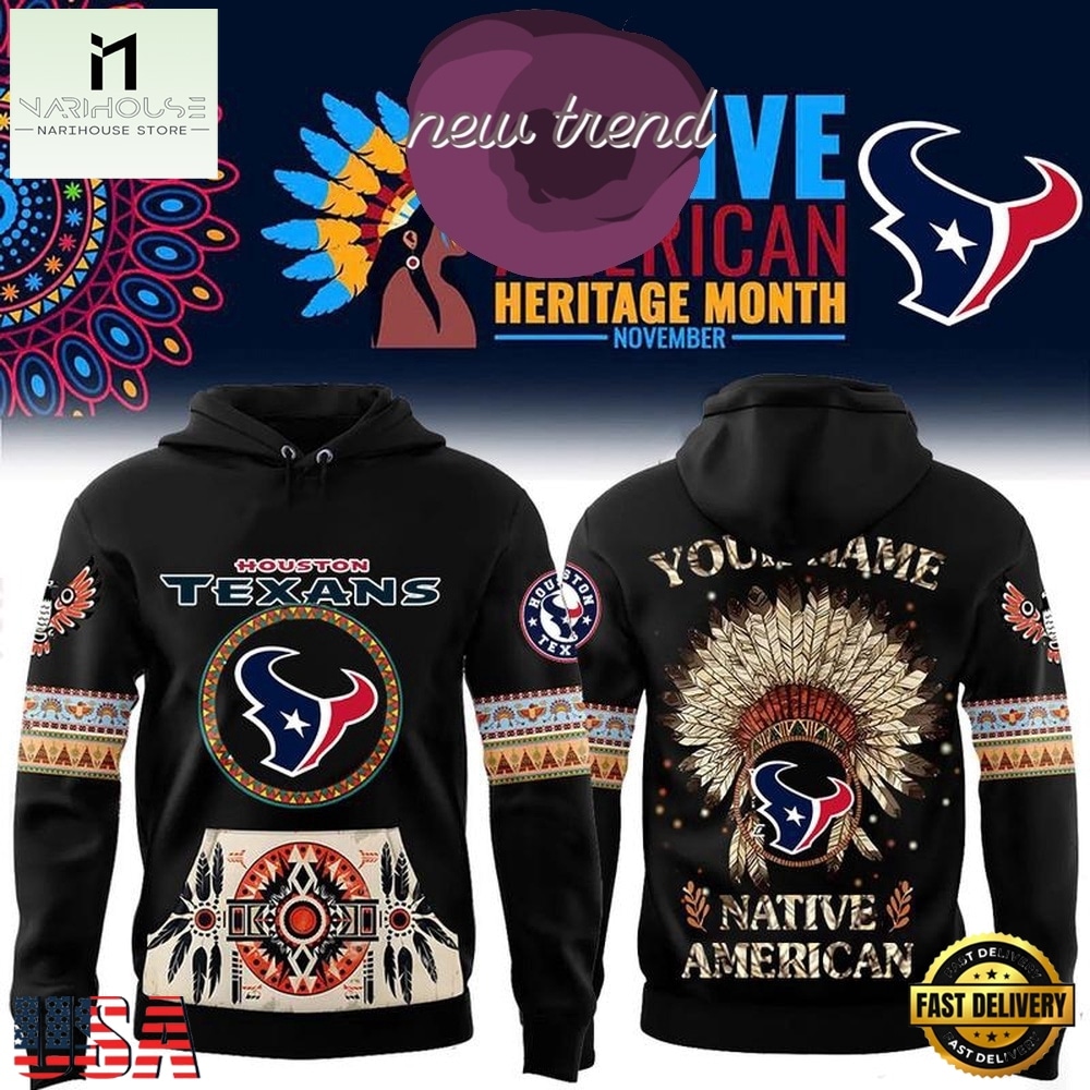 Houston Texans Native American Heritage Month Custom Name Hoodie, Hot 3D Shirt Trend Houston Texans Native American Heritage Month Custom Name Hoodie, Hot 3D Shirt Trend