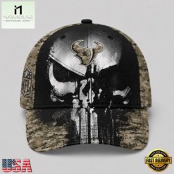 Houston Texans NFL Halloween Military Skull Camo Classic Cap, NFL Trendy Cap Houston Texans Nfl Halloween Military Skull Camo Classic Cap