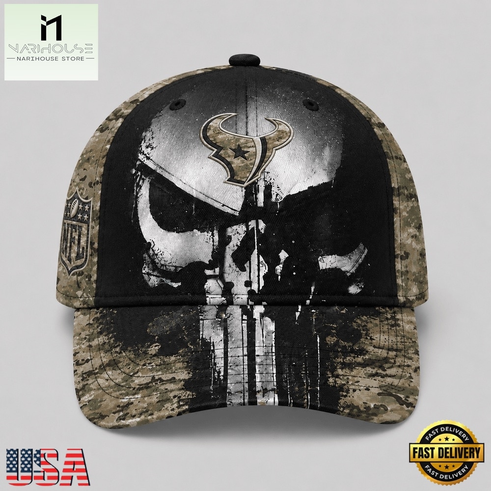 Houston Texans NFL Halloween Military Skull Camo Classic Cap, NFL Trendy Cap Houston Texans NFL Halloween Military Skull Camo Classic Cap, NFL Trendy Cap