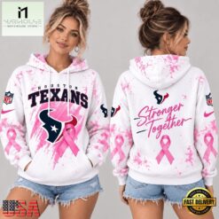 Houston Texans NFL Pink Ribbon Stronger Together Breast Cancer Awareness Hoodie, NFL Sporty Shirt Houston Texans Nfl Pink Ribbon Stronger Together Breast Cancer Awareness Hoodie