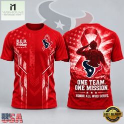 Houston Texans NFL RED Friday One Team One Mission Patriotic Soldier Tribute T Shirt, NFL Sporty Shirt Houston Texans Nfl Red Friday One Team One Mission Patriotic Soldier Tribute T Shirt