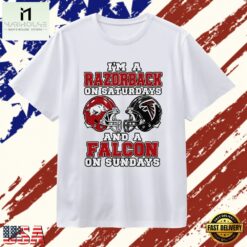 I’m a Razorback on Saturdays and a Falcon on Sundays T Shirt, Stylish 2D Graphic Shirt I M A Razorback ON Saturdays And A Falcon ON Sundays T Shirt