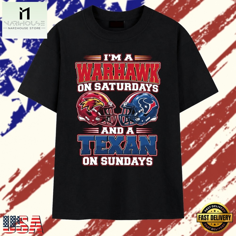 I’m a Warhawk on Saturdays and a Texan on Sundays helmet T Shirt, Stylish 2D Graphic Shirt I’m a Warhawk on Saturdays and a Texan on Sundays helmet T Shirt, Stylish 2D Graphic Shirt