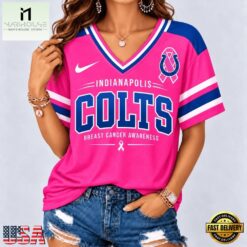 Indianapolis Colts 2026 NFL Pink Breast Cancer Awareness V neck T Shirt, Trendy NFL V Neck Tee Indianapolis Colts 2026 Nfl Pink Breast Cancer Awareness V Neck T Shirt