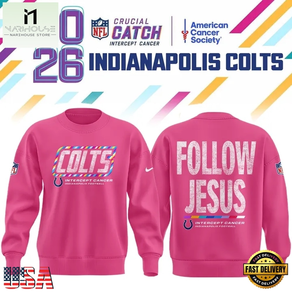 Indianapolis Colts Crucial Catch Follow Jesus 2026 Pink Sweatshirt, Hot 3D Shirt Trend Indianapolis Colts Crucial Catch Follow Jesus 2026 Pink Sweatshirt, Hot 3D Shirt Trend