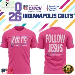 Indianapolis Colts Crucial Catch Follow Jesus 2026 Pink T Shirt, Hot 3D Shirt Trend Indianapolis Colts Crucial Catch Follow Jesus 2026 Pink T Shirt