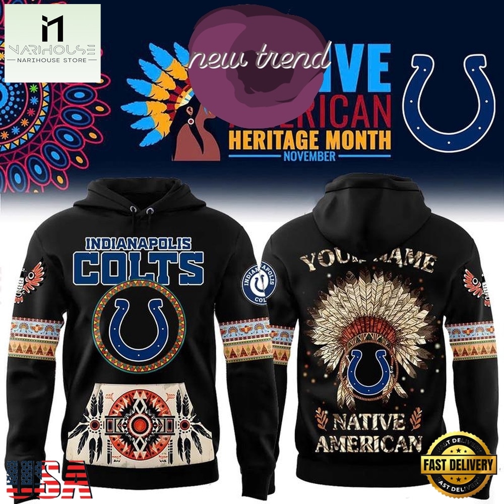 Indianapolis Colts Native American Heritage Month Custom Name Hoodie, Hot 3D Shirt Trend Indianapolis Colts Native American Heritage Month Custom Name Hoodie, Hot 3D Shirt Trend