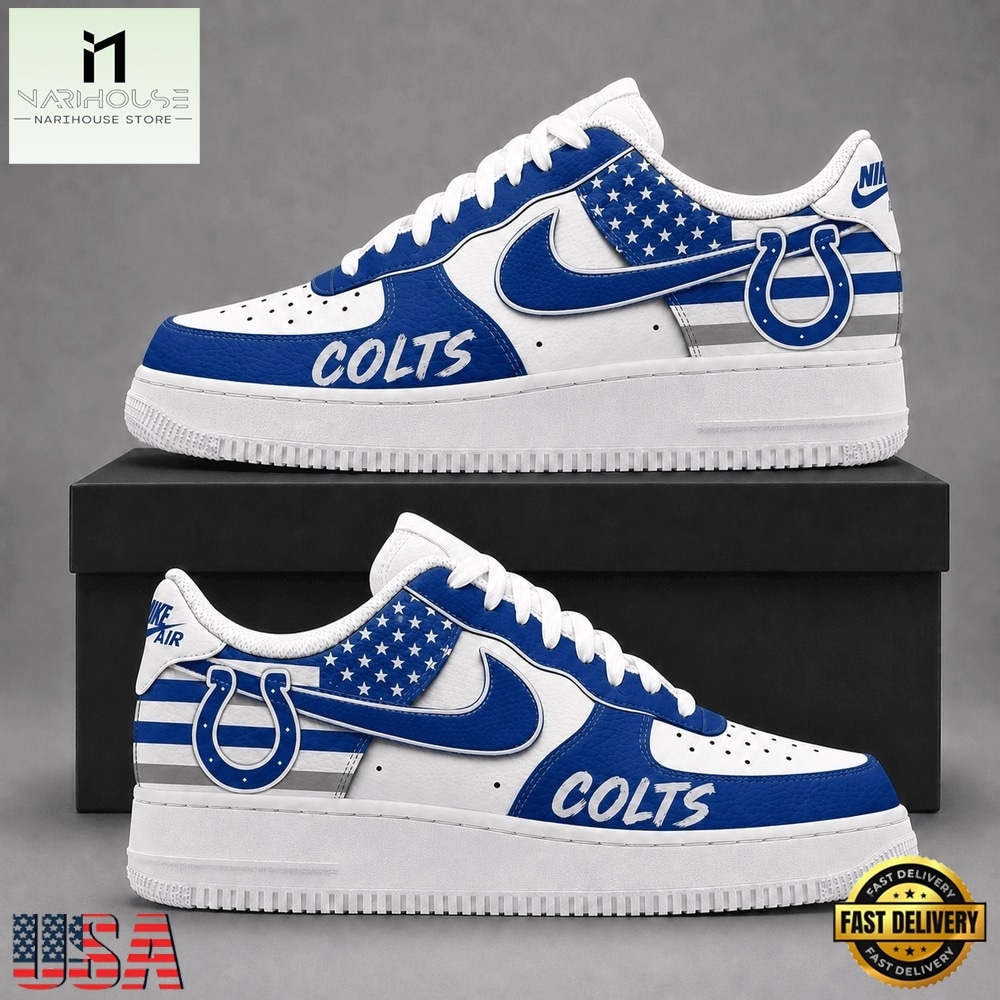 Indianapolis Colts NFL American Flag Football Team Limited Air Force 1 Shoes Sneakers, NFL Team AF1 Shoes Indianapolis Colts NFL American Flag Football Team Limited Air Force 1 Shoes Sneakers, NFL Team AF1 Shoes