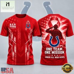 Indianapolis Colts NFL RED Friday One Team One Mission Patriotic Soldier Tribute T Shirt, NFL Sporty Shirt Indianapolis Colts Nfl Red Friday One Team One Mission Patriotic Soldier Tribute T Shirt