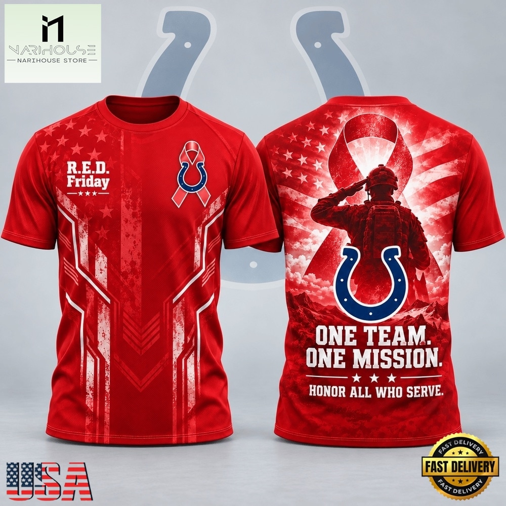 Indianapolis Colts NFL RED Friday One Team One Mission Patriotic Soldier Tribute T Shirt, NFL Sporty Shirt Indianapolis Colts NFL RED Friday One Team One Mission Patriotic Soldier Tribute T Shirt, NFL Sporty Shirt