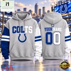 Indianapolis Colts NFL Two Tone Colorblock Varsity Hoodie, NFL Sporty Shirt Indianapolis Colts Nfl Two Tone Colorblock Varsity Hoodie