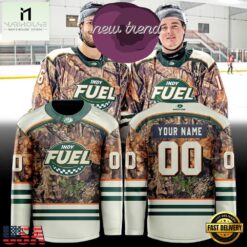 Indy Fuel Mossy Oak Camo Night 2026 Custom Hockey Jersey, Hot 3D Shirt Trend Indy Fuel Mossy Oak Camo Night 2026 Custom Hockey Jersey