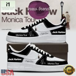 Jack Harlow MONICA Tour 2026 Black Air Force 1 Shoes Sneakers, Music Artist AF1 Shoes Jack Harlow Monica Tour 2026 Black Air Force 1 Shoes Sneakers