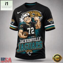 Jacksonville Jaguars NFL Popeye Bold Cartoon Athletes 3D T Shirt, NFL Sporty Shirt Jacksonville Jaguars Nfl Popeye Bold Cartoon Athletes 3D T Shirt