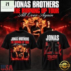 Jonas Brothers Burning Up All Over Again Rosemont, IL City T Shirt, Popular 3D Music Tee Jonas Brothers Burning UP All Over Again Rosemont IL City T Shirt