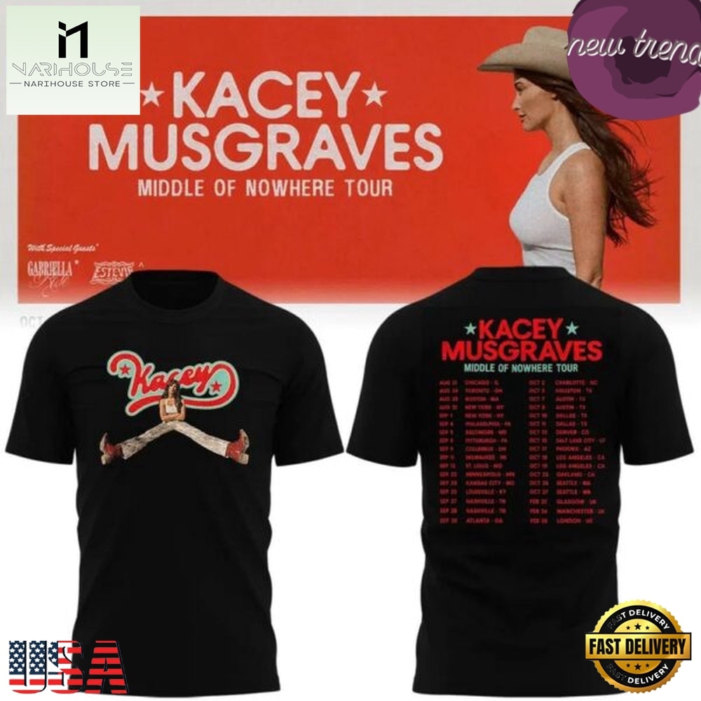 Kacey Musgraves Middle of Nowhere Tour 2026 Black T Shirt, Popular 3D Music Tee Kacey Musgraves Middle of Nowhere Tour 2026 Black T Shirt, Popular 3D Music Tee
