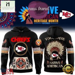 Kansas City Chiefs Native American Heritage Month Custom Name Hoodie, Hot 3D Shirt Trend Kansas City Chiefs Native American Heritage Month Custom Name Hoodie