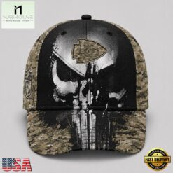 Kansas City Chiefs NFL Halloween Military Skull Camo Classic Cap, NFL Trendy Cap Kansas City Chiefs Nfl Halloween Military Skull Camo Classic Cap