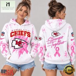 Kansas City Chiefs NFL Pink Ribbon Stronger Together Breast Cancer Awareness Hoodie, NFL Sporty Shirt Kansas City Chiefs Nfl Pink Ribbon Stronger Together Breast Cancer Awareness Hoodie
