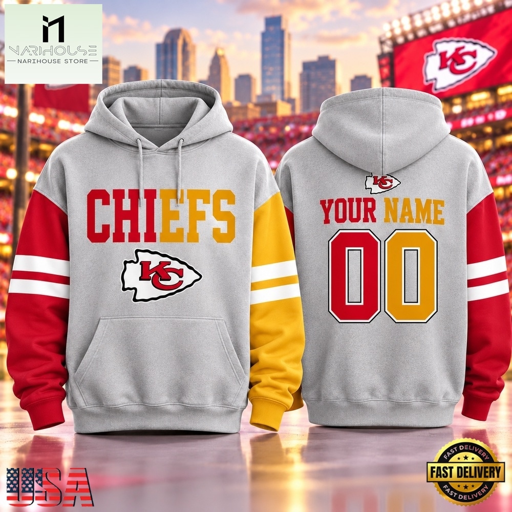Kansas City Chiefs NFL Two Tone Colorblock Varsity Hoodie, NFL Sporty Shirt Kansas City Chiefs NFL Two Tone Colorblock Varsity Hoodie, NFL Sporty Shirt