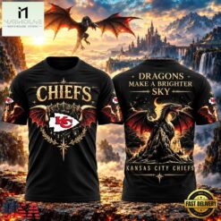 Kansas City Chiefs x Fourth Wing Night 2026 Dragons Make A Brighter Sky 3D Shirt, Hot 3D Shirt Trend Kansas City Chiefs X Fourth Wing Night 2026 Dragons Make A Brighter Sky 3D Shirt