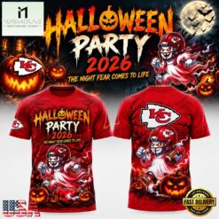 Kansas City Chiefs x Halloween Night 2026 T Shirt, Hot 3D Shirt Trend Kansas City Chiefs X Halloween Night 2026 T Shirt