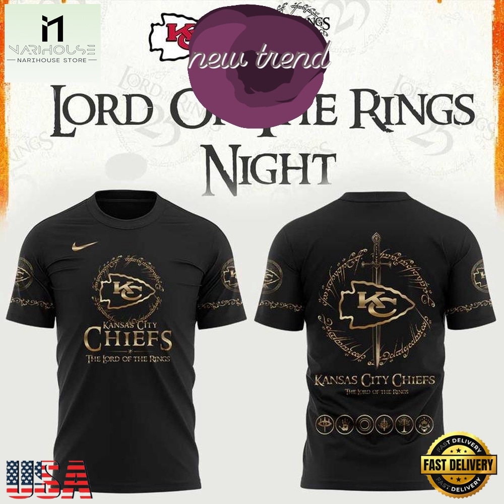 Kansas City Chiefs x The Lord of the Rings 2026 Special New Black T Shirt, Hot 3D Shirt Trend Kansas City Chiefs x The Lord of the Rings 2026 Special New Black T Shirt, Hot 3D Shirt Trend
