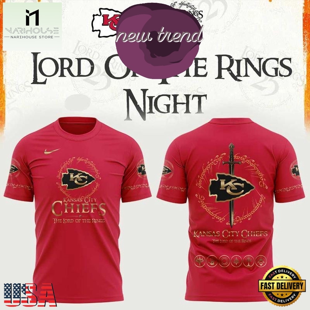 Kansas City Chiefs x The Lord of the Rings 2026 Special New Red T Shirt, Hot 3D Shirt Trend Kansas City Chiefs x The Lord of the Rings 2026 Special New Red T Shirt, Hot 3D Shirt Trend