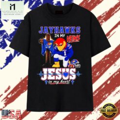 Kansas Jayhawks in My Veins and Jesus in My Heart T Shirt, Stylish 2D Graphic Shirt Kansas Jayhawks IN MY Veins And Jesus IN MY Heart T Shirt