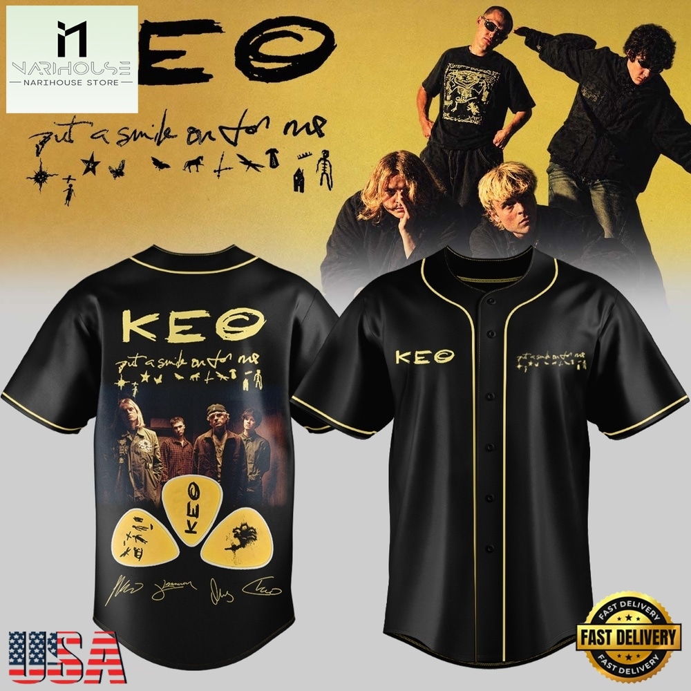 KEO Put A Smile On For Me Tour Signed 2026 Black Baseball Jersey, Stylish Baseball Jersey KEO Put A Smile On For Me Tour Signed 2026 Black Baseball Jersey, Stylish Baseball Jersey
