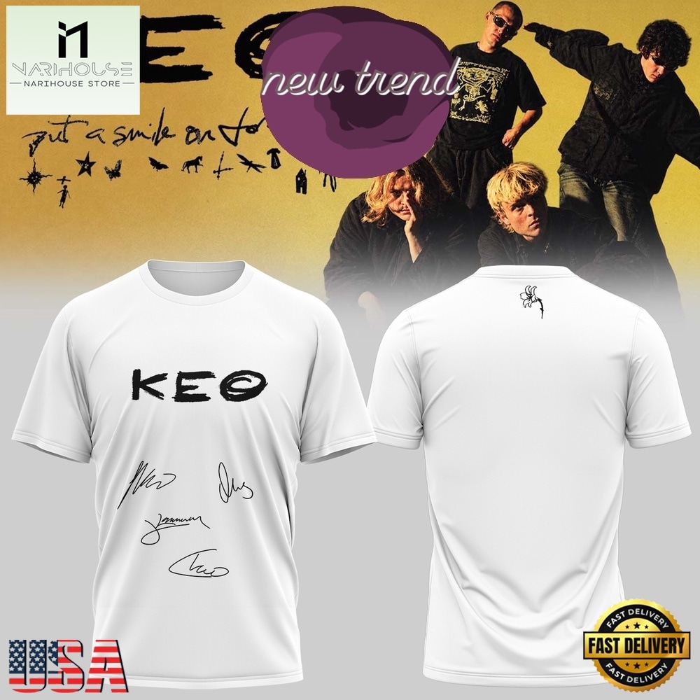 KEO Put A Smile On For Me Tour Signed 2026 White T Shirt, Popular 3D Music Tee KEO Put A Smile On For Me Tour Signed 2026 White T Shirt, Popular 3D Music Tee