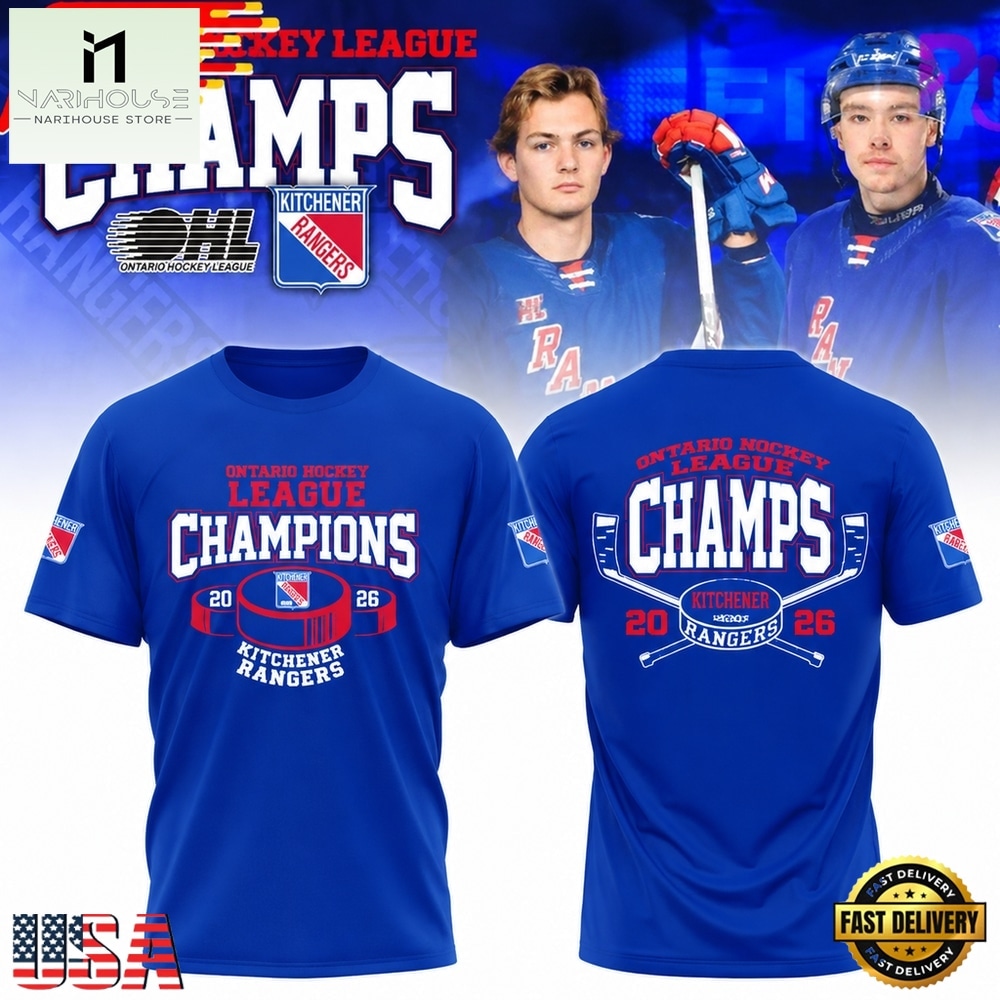 Kitchener Rangers 2026 OHL Champions Limited T Shirt, Hot 3D Shirt Trend Kitchener Rangers 2026 OHL Champions Limited T Shirt, Hot 3D Shirt Trend