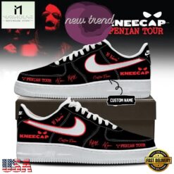 Kneecap Band FENIAN TOUR 2026 Black Air Force 1 Shoes Sneakers, Music Artist AF1 Shoes Kneecap Band Fenian Tour 2026 Black Air Force 1 Shoes Sneakers