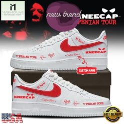 Kneecap Band FENIAN TOUR 2026 White Air Force 1 Shoes Sneakers, Music Artist AF1 Shoes Kneecap Band Fenian Tour 2026 White Air Force 1 Shoes Sneakers