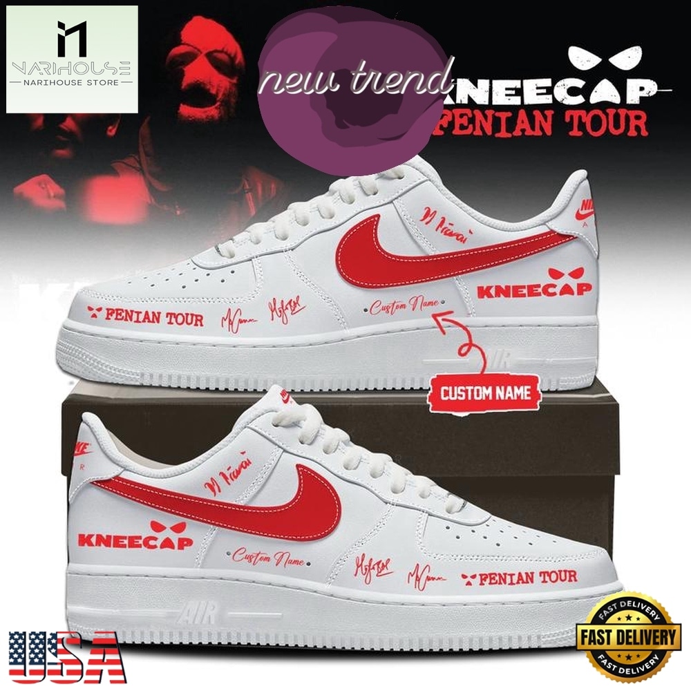 Kneecap Band FENIAN TOUR 2026 White Air Force 1 Shoes Sneakers, Music Artist AF1 Shoes Kneecap Band FENIAN TOUR 2026 White Air Force 1 Shoes Sneakers, Music Artist AF1 Shoes