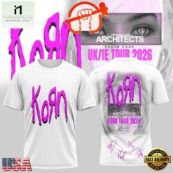 Korn Euro Tour 2026 Schedule List Graphic White T Shirt, Popular 3D Music Tee Korn Euro Tour 2026 Schedule List Graphic White T Shirt