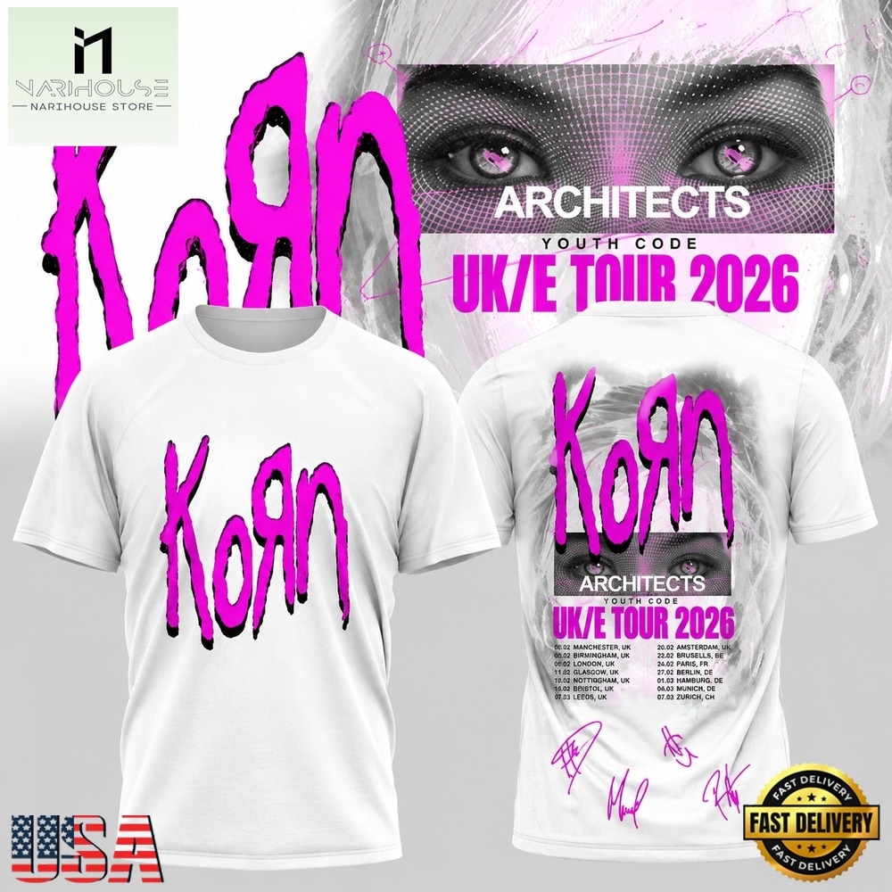 Korn Euro Tour White T Shirt, Popular 3D Music Tee Korn Euro Tour White T Shirt, Popular 3D Music Tee