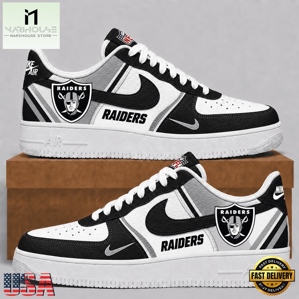 Las Vegas Raiders 2026 NFL Team Air Force 1 Shoes Sneakers, NFL Team AF1 Shoes Las Vegas Raiders 2026 NFL Team Air Force 1 Shoes Sneakers, NFL Team AF1 Shoes