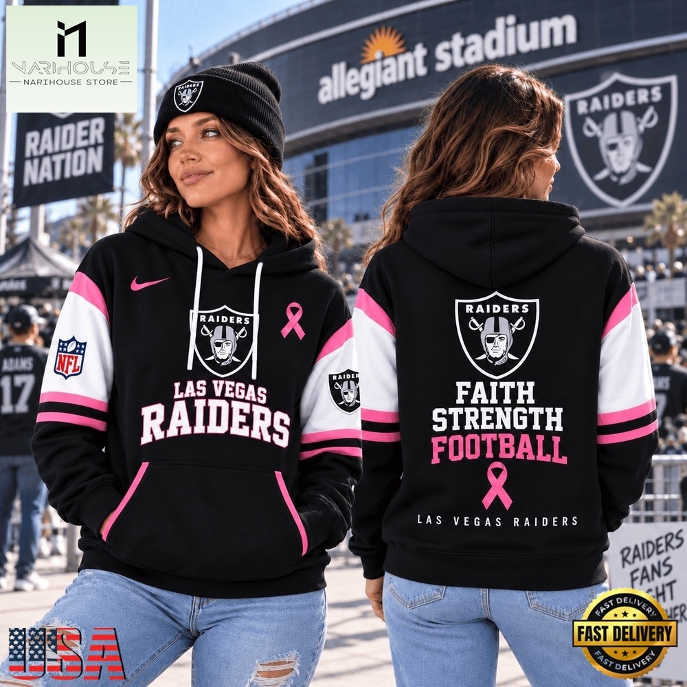 Las Vegas Raiders NFL Breast Cancer Awareness Hoodie, Faith Strength Football 3D Shirt, NFL Sporty Shirt Las Vegas Raiders NFL Breast Cancer Awareness Hoodie, Faith Strength Football 3D Shirt, NFL Sporty Shirt