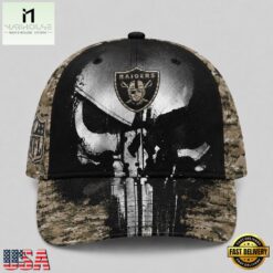 Las Vegas Raiders NFL Halloween Military Skull Camo Classic Cap, NFL Trendy Cap Las Vegas Raiders Nfl Halloween Military Skull Camo Classic Cap
