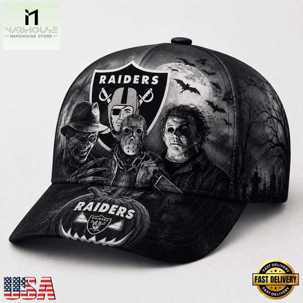 Las Vegas Raiders NFL Horror Night Halloween 2026 Design Classic Cap, NFL Trendy Cap Las Vegas Raiders NFL Horror Night Halloween 2026 Design Classic Cap, NFL Trendy Cap