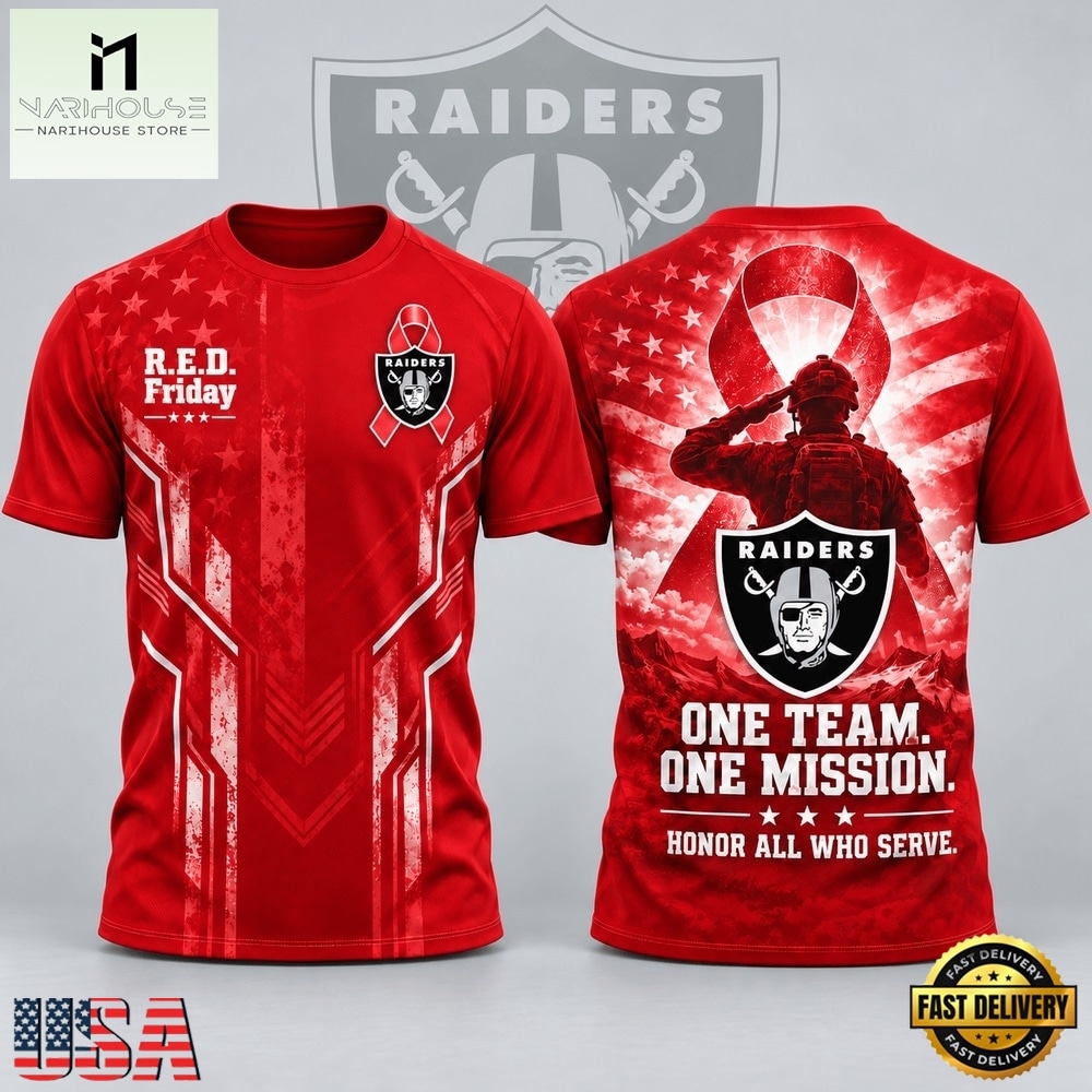 Las Vegas Raiders NFL RED Friday One Team One Mission Patriotic Soldier Tribute T Shirt, NFL Sporty Shirt Las Vegas Raiders NFL RED Friday One Team One Mission Patriotic Soldier Tribute T Shirt, NFL Sporty Shirt